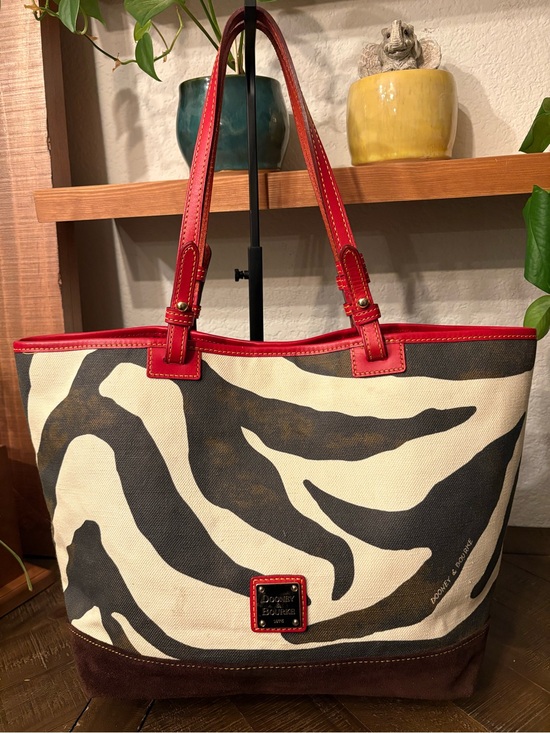 Dooney & Bourke Handbags - Dooney & Bourke Zebra Print Lee Tote Red Leather & Suede